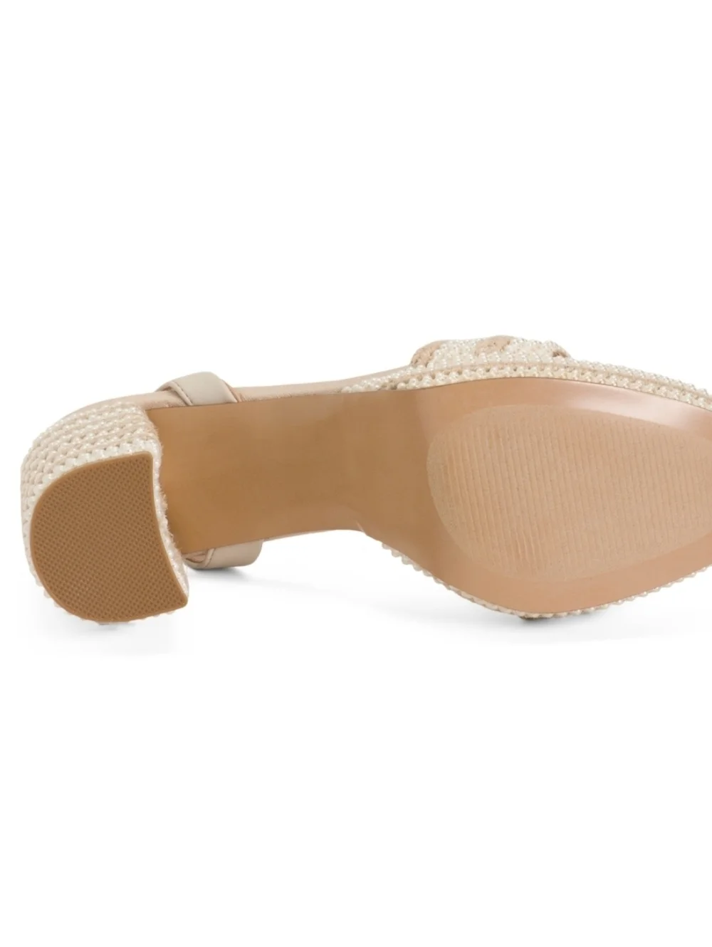 💛▪️Steve Madden▪️ Lumera Beaded Platform Ankle-Strap Sandal in Natural Color